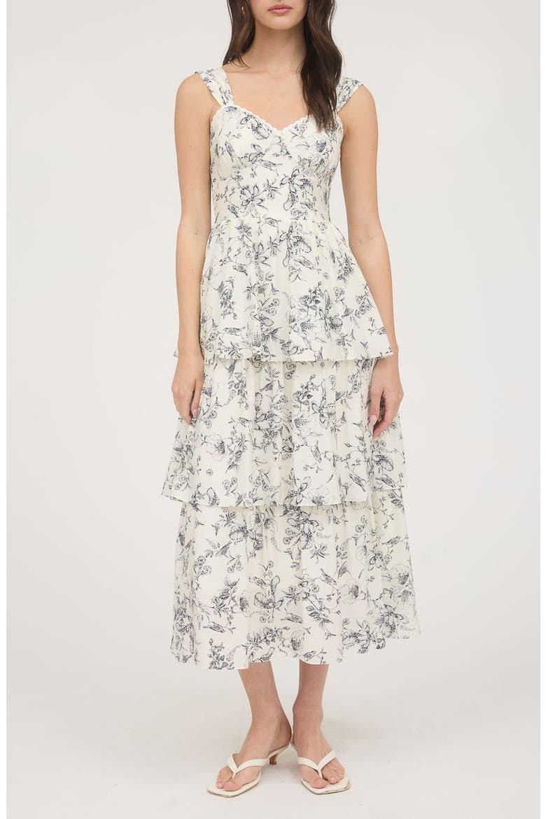 Tiered Midi Sundress, Main, color, CREAM