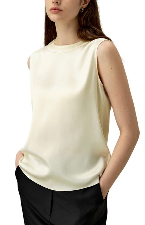 Sleeveless Round Neck Silk Top