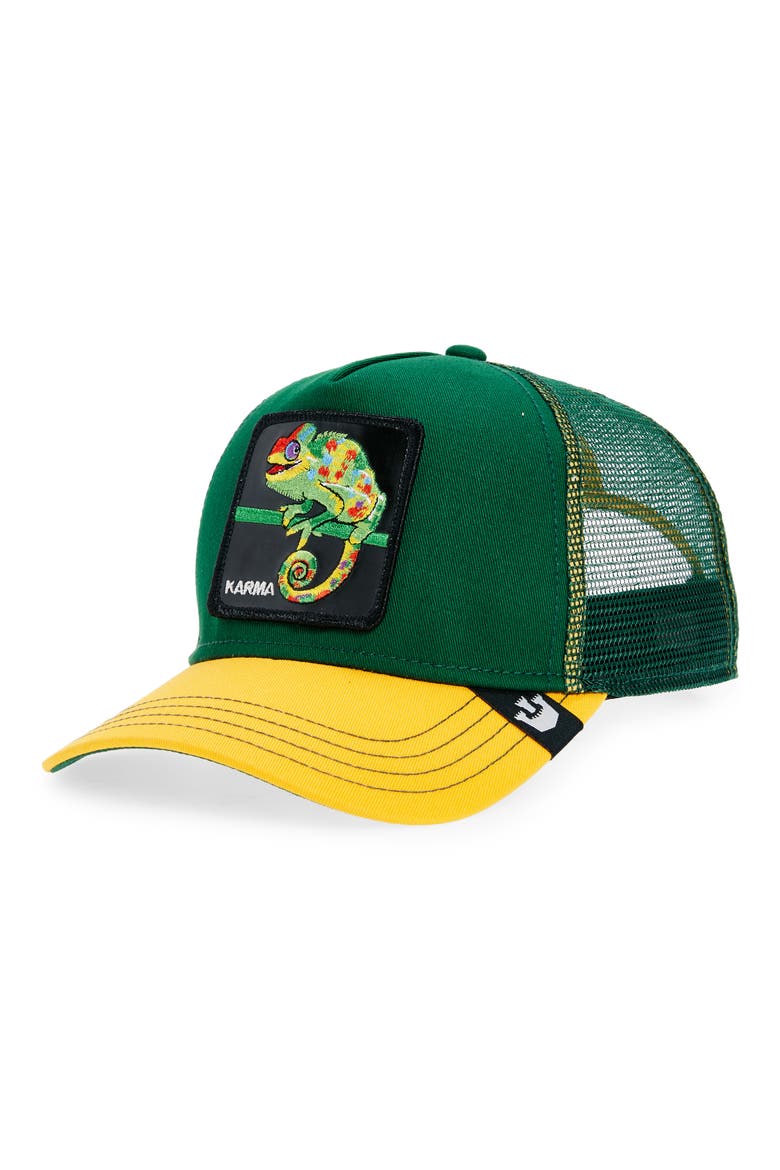 The Karma Patch Trucker Hat, Main, color, GREEN