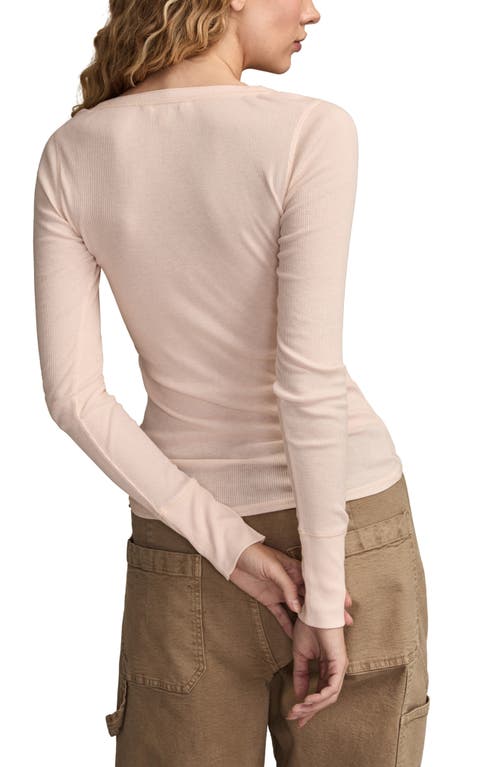 Lucky Brand Lace Trim Henley In Pink
