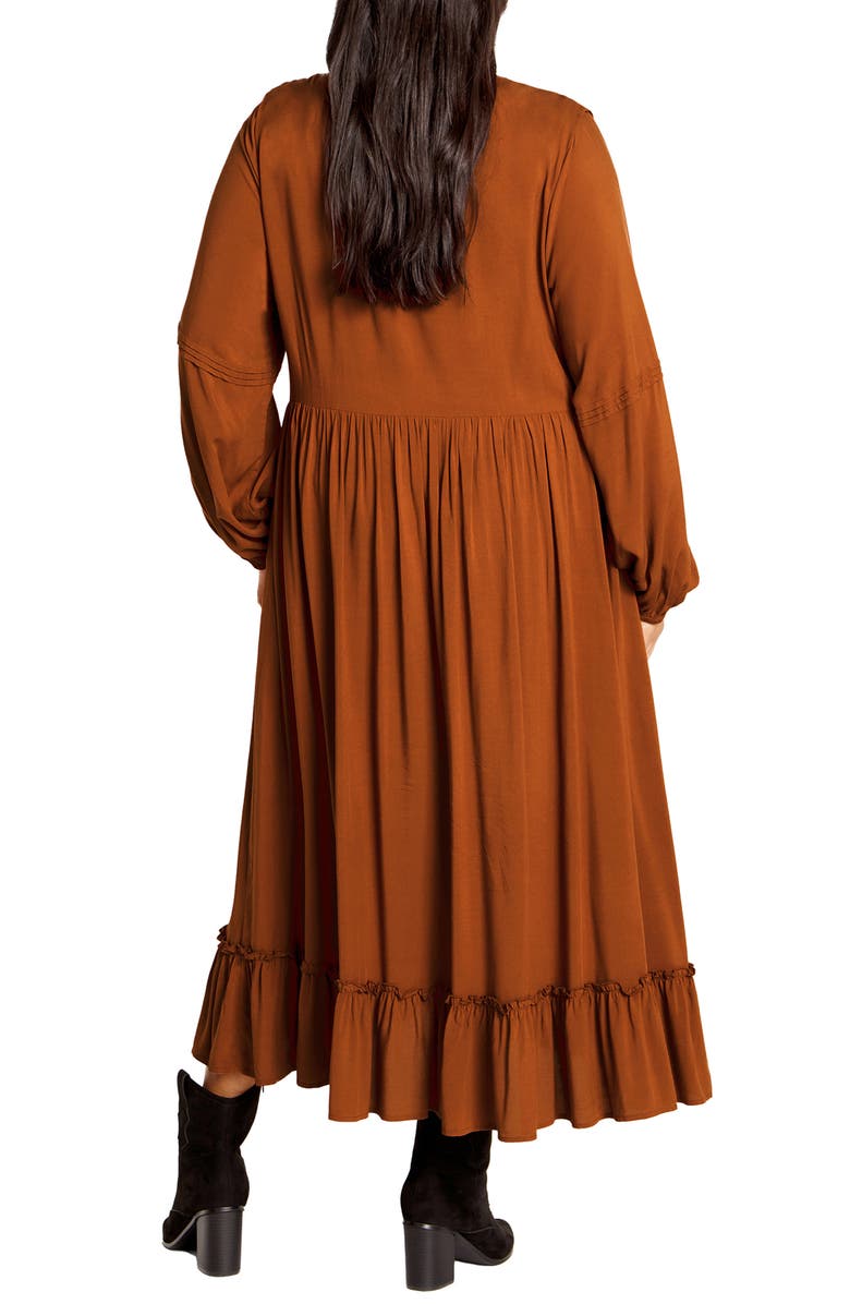City Chic Alena Long Sleeve Midi Dress, Alternate, color, Masala