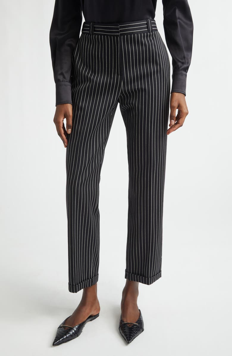 TOM FORD Stripe Wool & Cotton Barathea Pants, Main, color, 