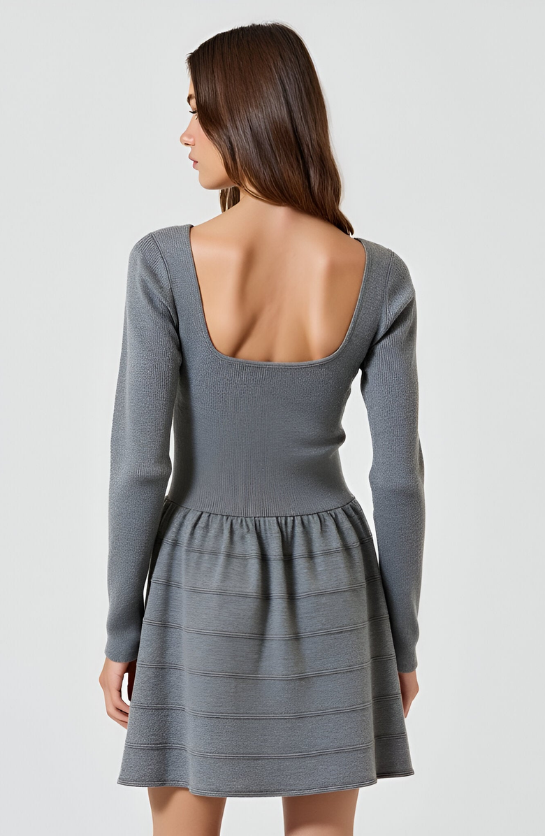Modenaire Flared Sweater Mini Dress with Square Neckline, Alternate, color, 