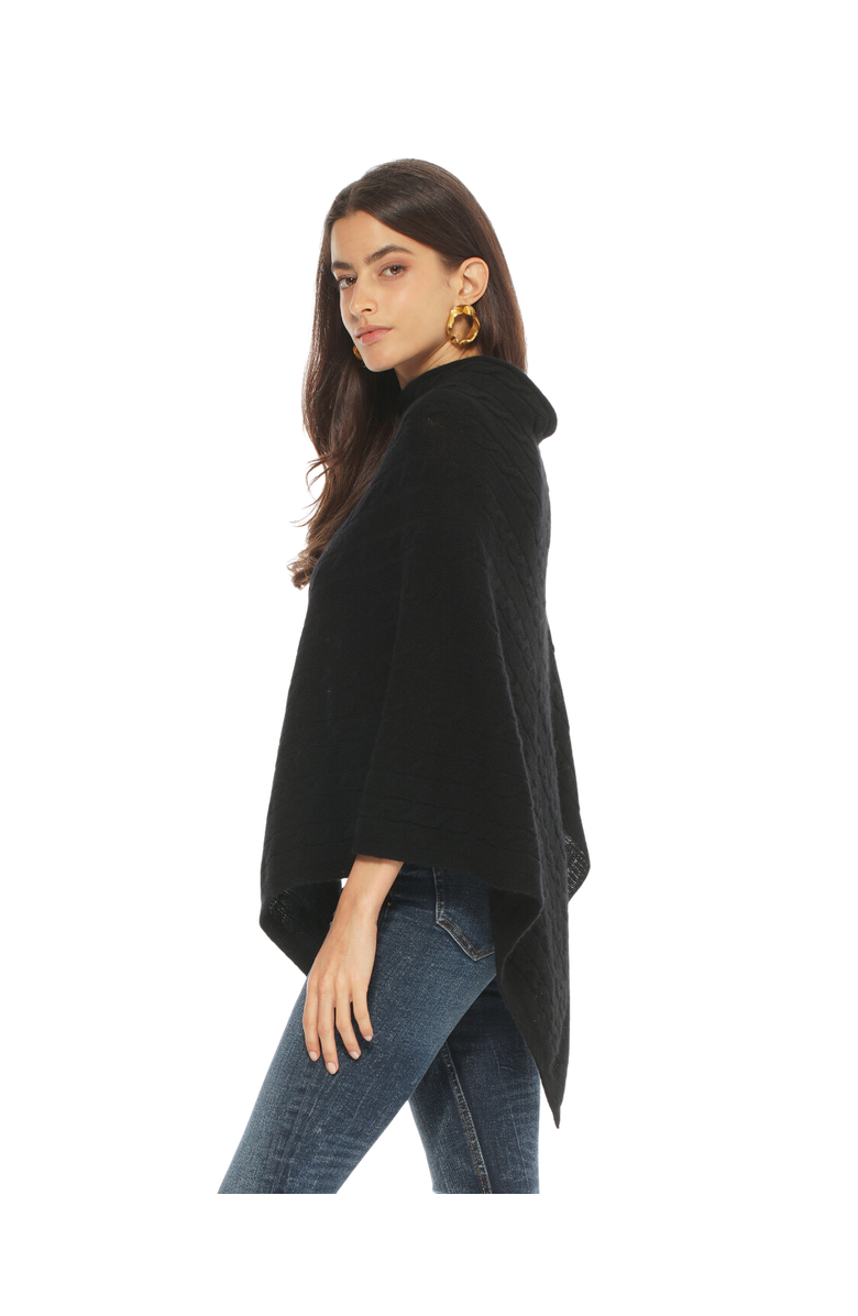 Monticelli Cashmere Pure Cashmere Textured Knit Poncho, Alternate, color, Black