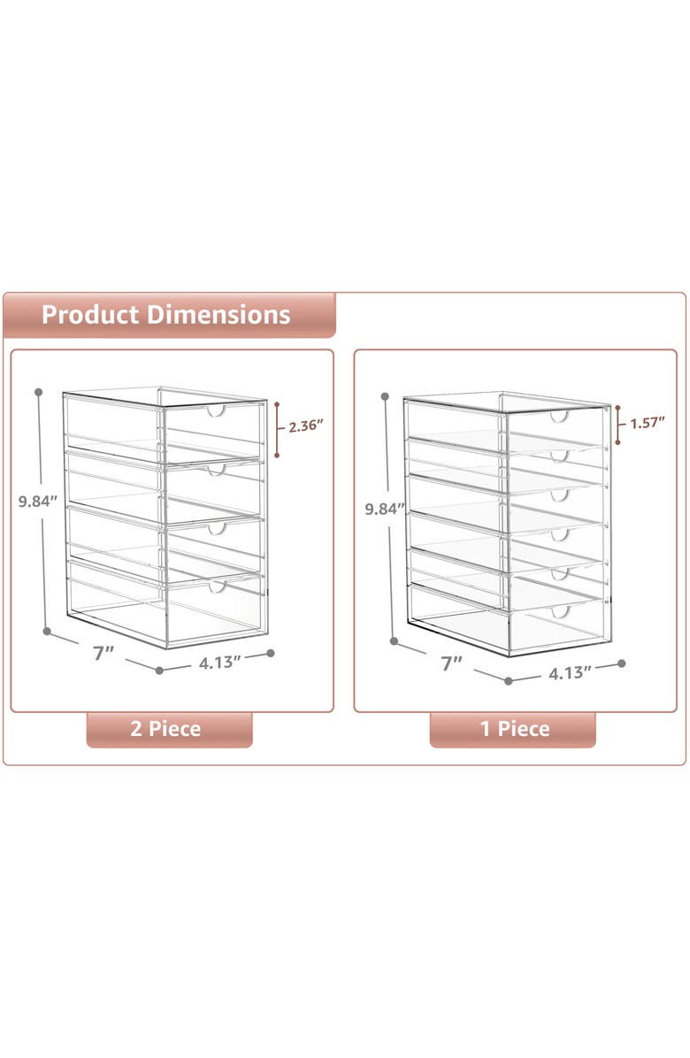 SORBUS 7-Drawer Acrylic Organizer, Alternate, color, Clear