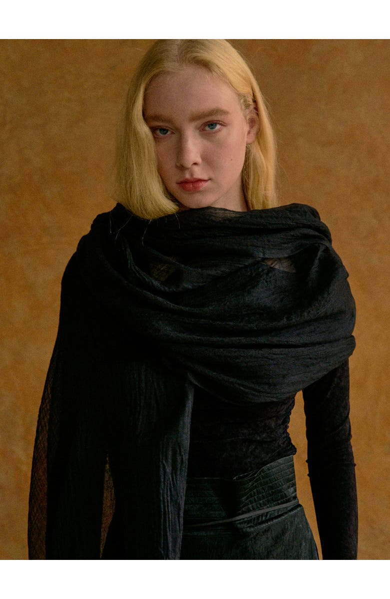 Lost Pattern "Featherlight" Oversized Cashmere Scarf, Alternate, color, Black