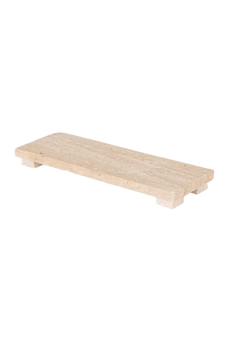Scandinavian Travertine Footed Charcuterie Board, Beige, Main, color, Natural