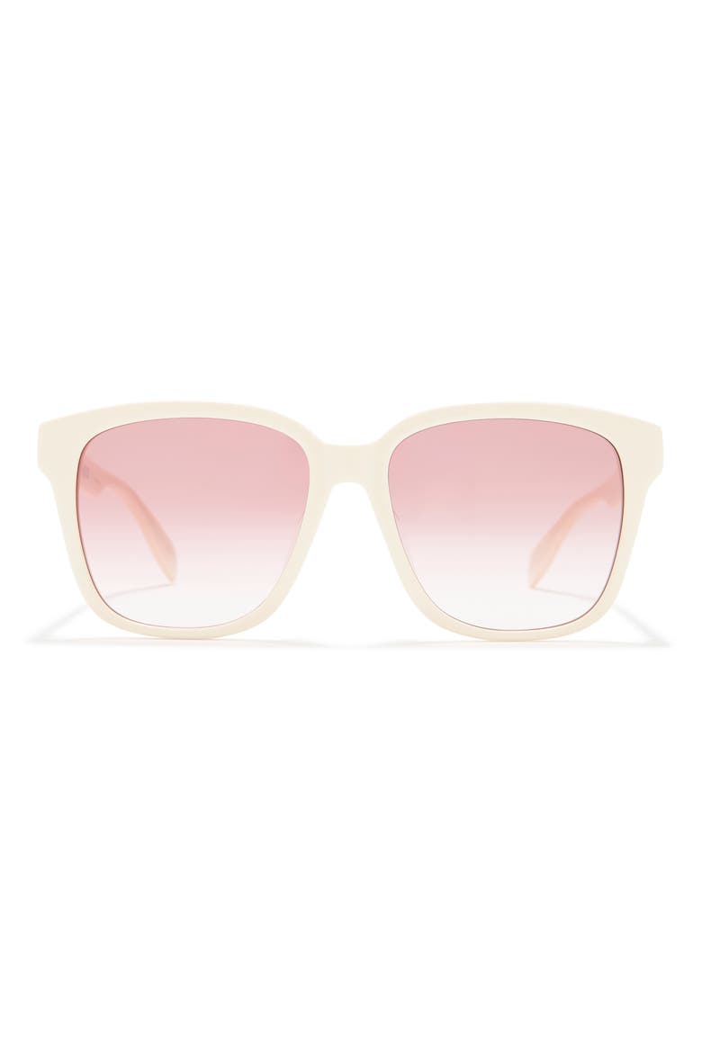 56mm Square Sunglasses, Main, color, WHITE WHITE PINK