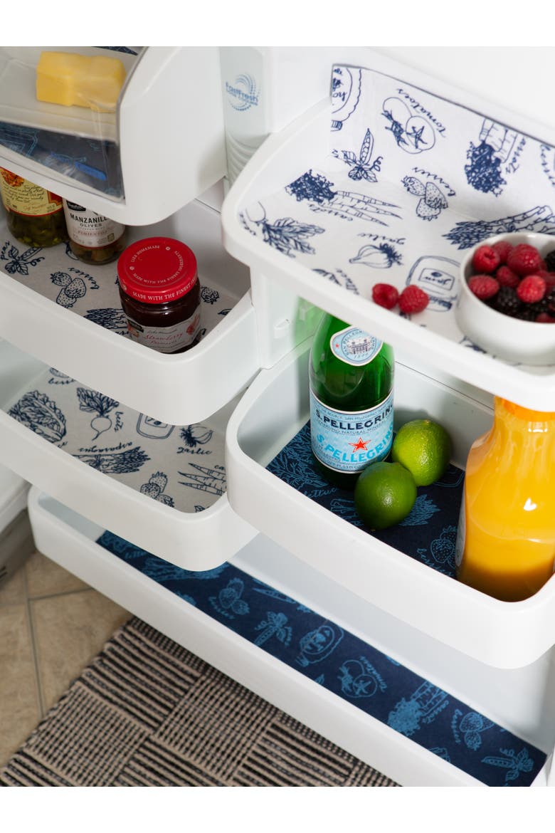 Reusable Market Print Fridge Liner Set/6, Alternate, color, Nautical Blue