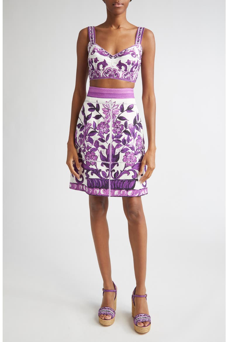 Majolica Print Bustier Top, Alternate, color, IP3TN MIX MAIOLICA VIOLA