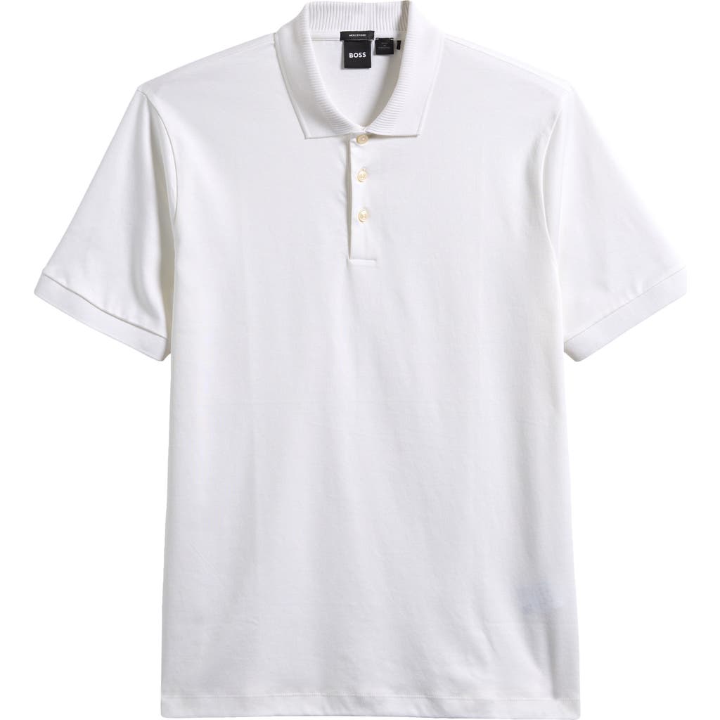 Hugo Boss Boss Phillipson Mercerized Cotton Polo In White