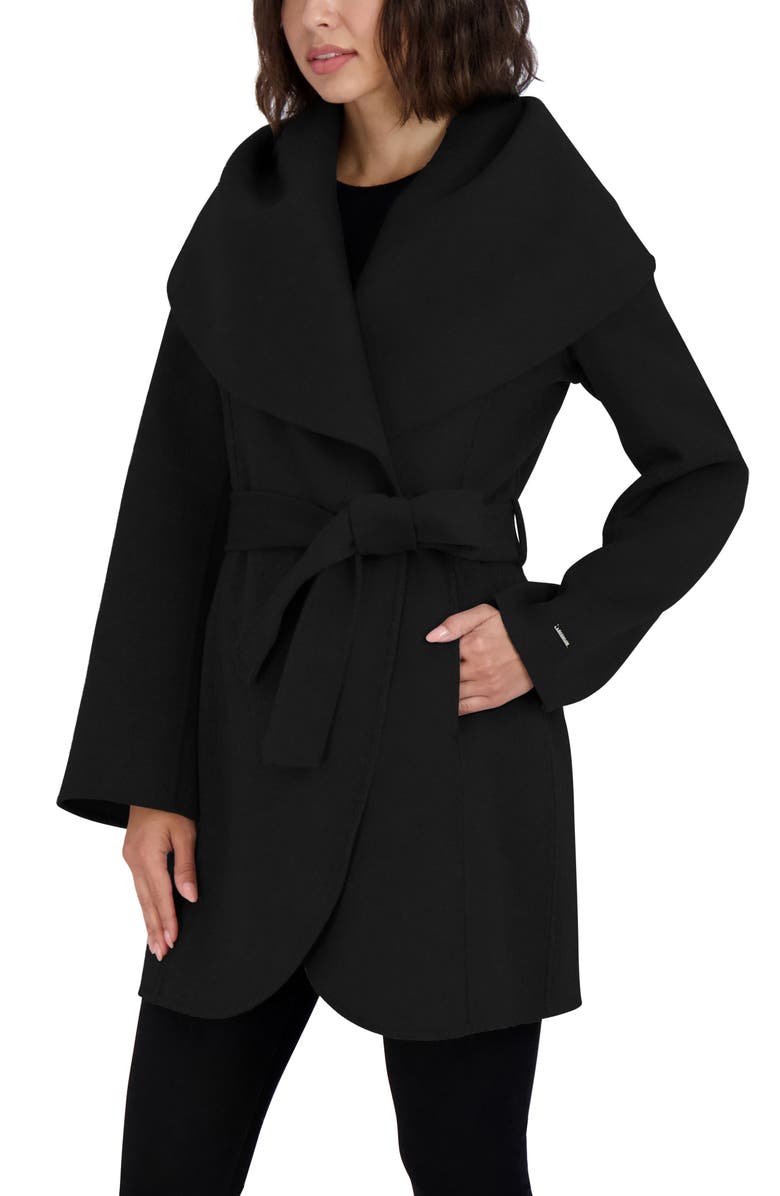 Tahari Marilyn Wool Blend Coat, Alternate, color, Black