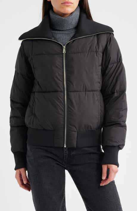 Bernardo Knit Collar Crop Puffer Jacket