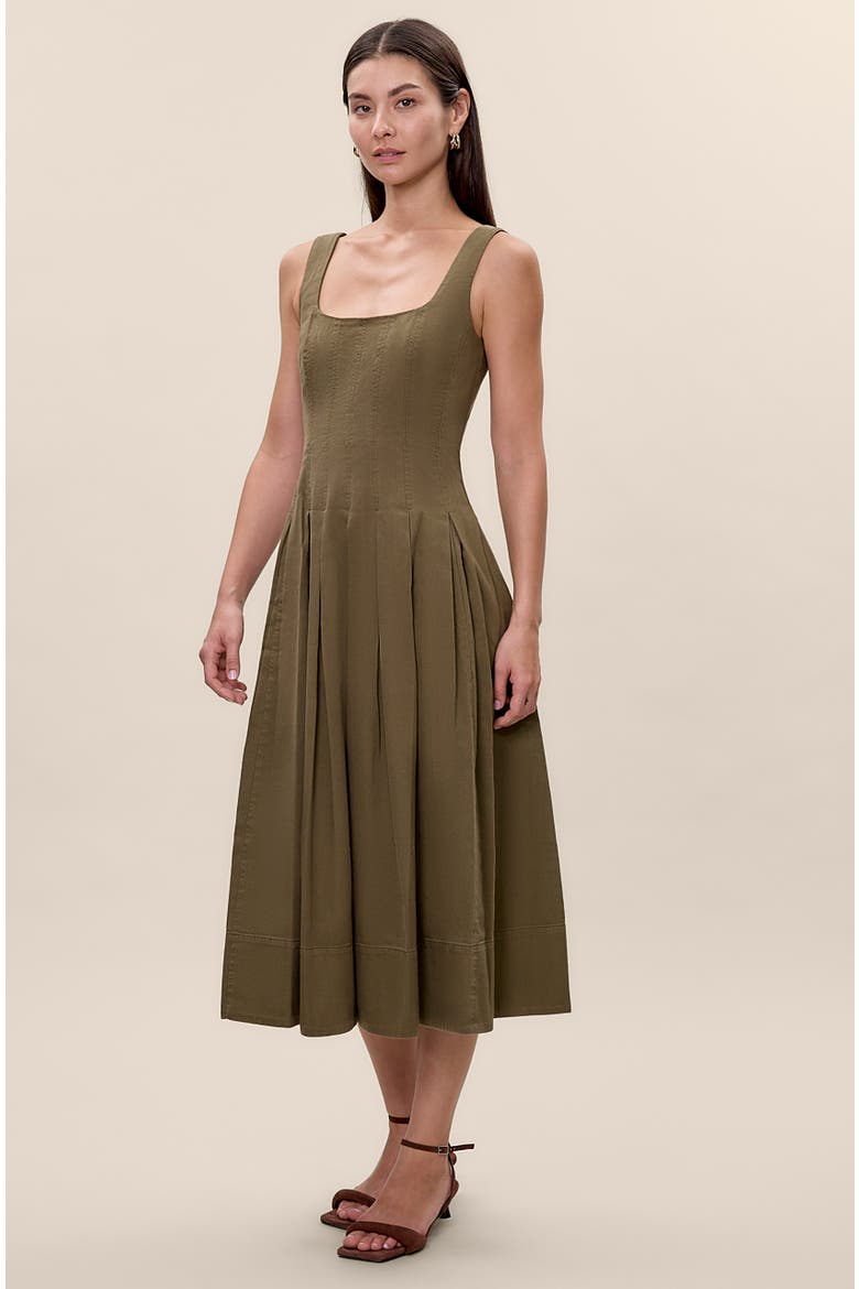 Edith Garment Dyed Dress, Alternate, color, Olive