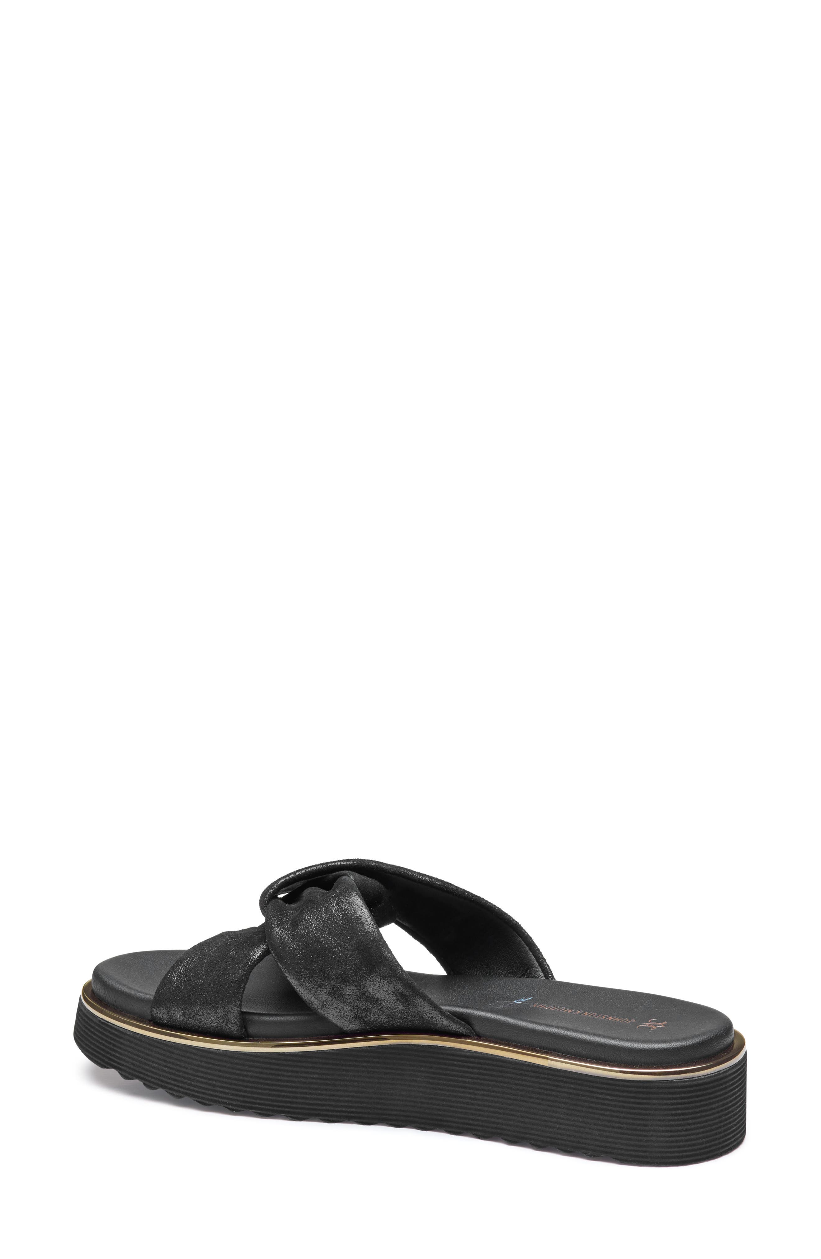 Johnston & Murphy Mitzi Platform Wedge Slide Sandal, Alternate, color, Black Metallic Suede