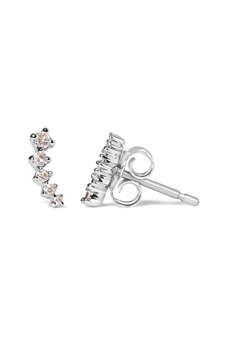 10K White Gold 1/10 Ct Diamond Journey Style Climber Stud Earrings, Alternate, color, White