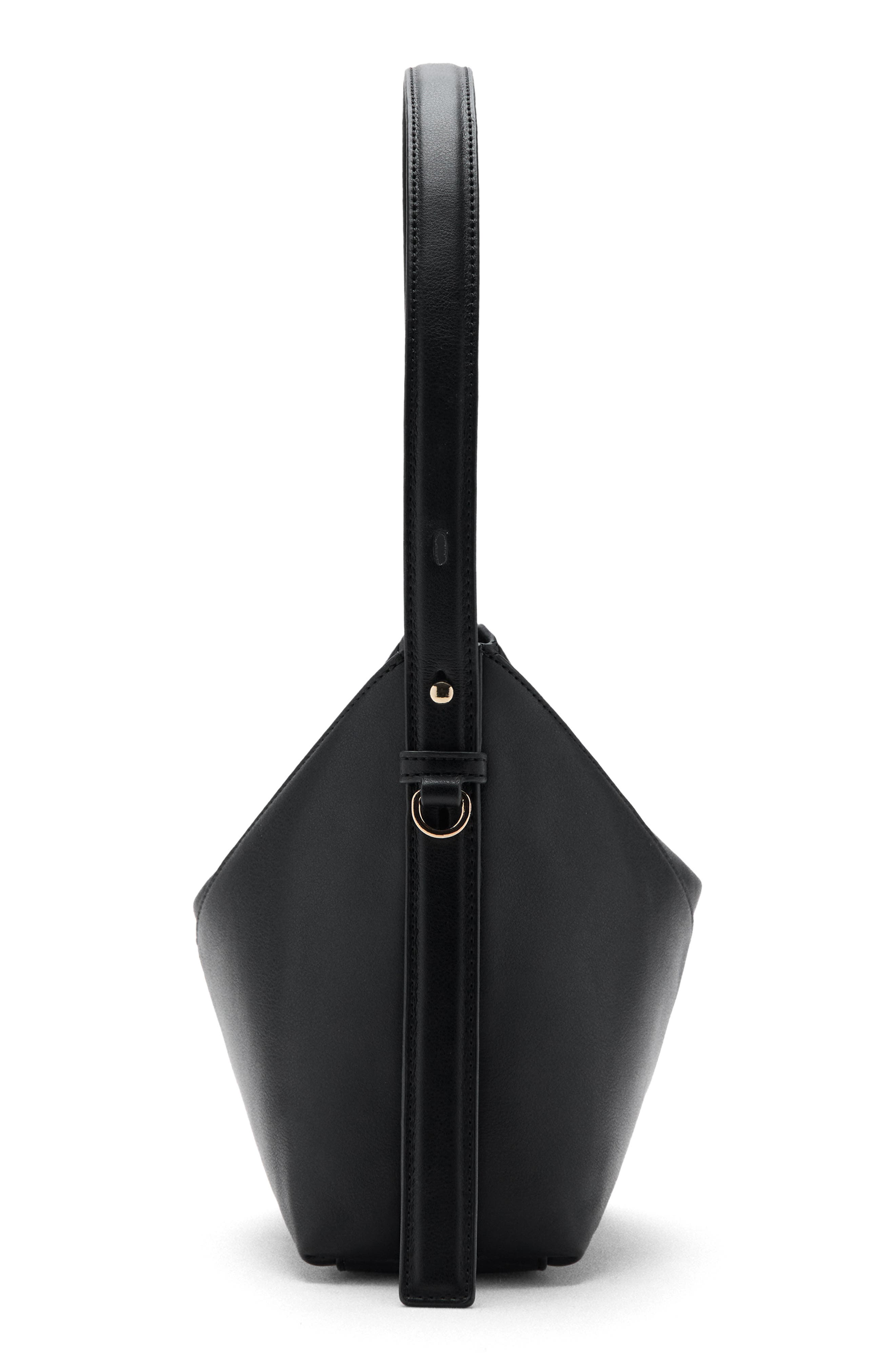 MANGO Adjustable Strap Faux Leather Shoulder Bag, Alternate, color, Black