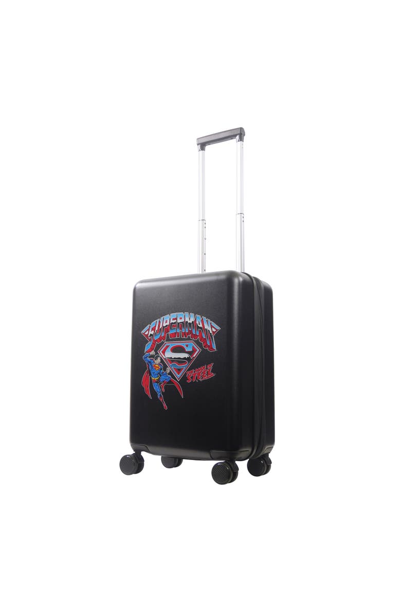 Superman "Man of Steel" 22.5" Hardside Carry-On Spinner, Main, color, BLACK