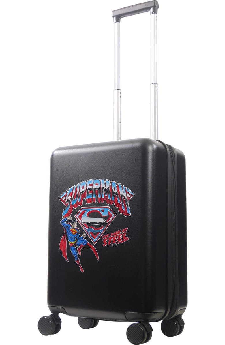 Ful Superman "Man of Steel" 22.5" Hardside Carry-On Spinner, Main, color, Black