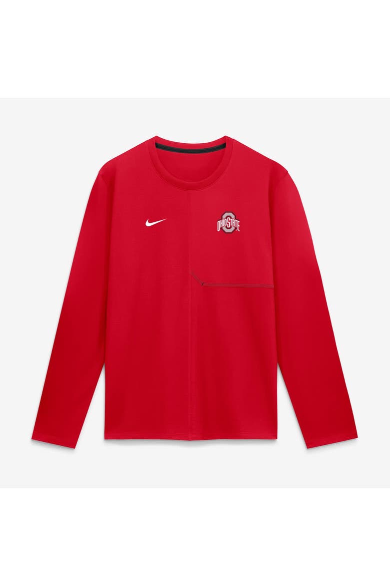 Men's Nike Scarlet Ohio State Buckeyes 2026 Sideline Coaches UV Dri-FIT Long Sleeve Shirt, Main, color, Scarlet