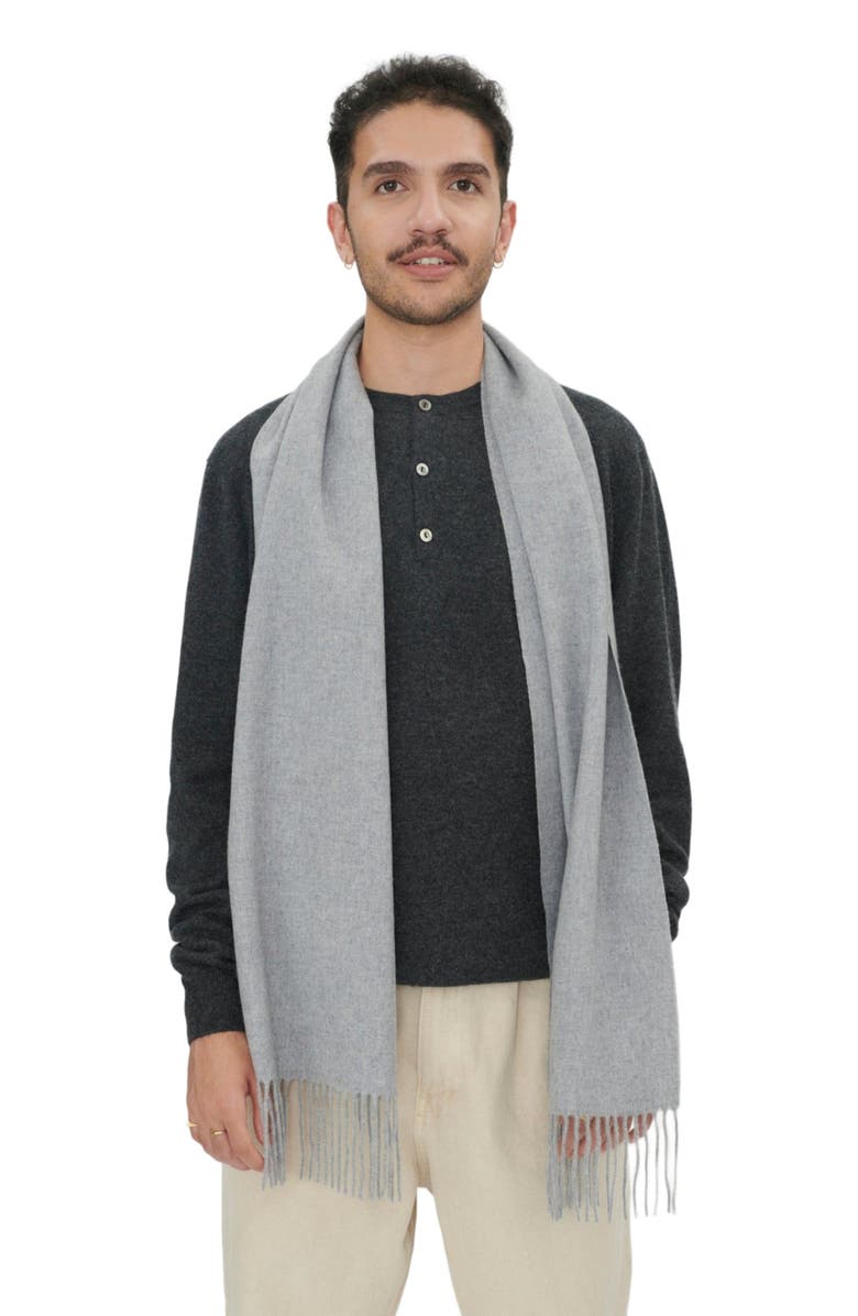 GOBI Mongolian Cashmere Cashmere Fringed Scarf, Alternate, color, Vapor Blue