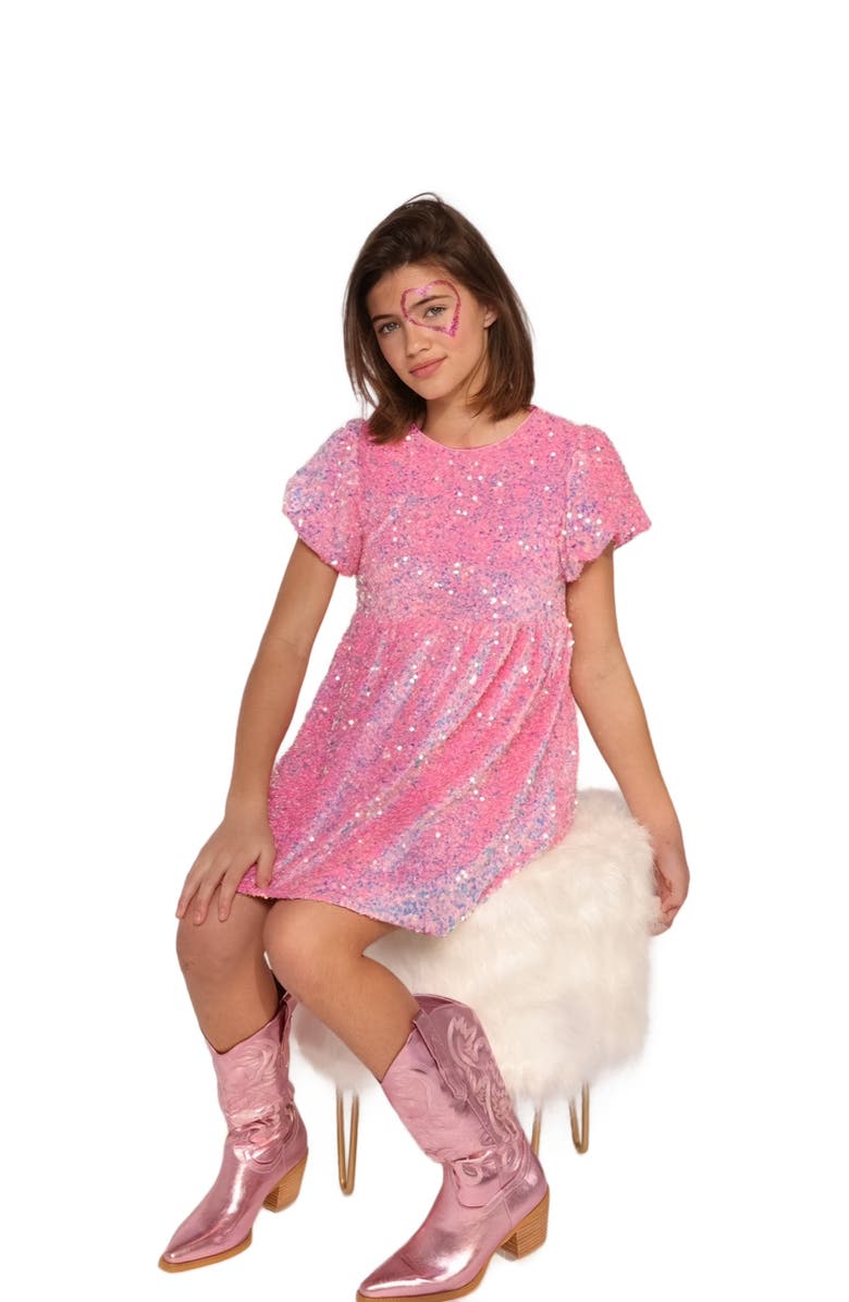 Lola + The Boys Pretty Sequin Dress, Main, color, Pink