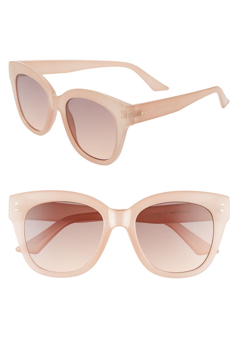 66mm Oversize Sunglasses, Main, color, MILKY NUDE