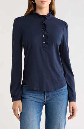 Caslon® Ruffle Detail Henley Shirt