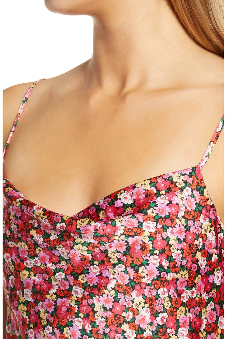 Cowl Neck Satin Midi Dress, Alternate, color, PINK BLOOMING FLORAL