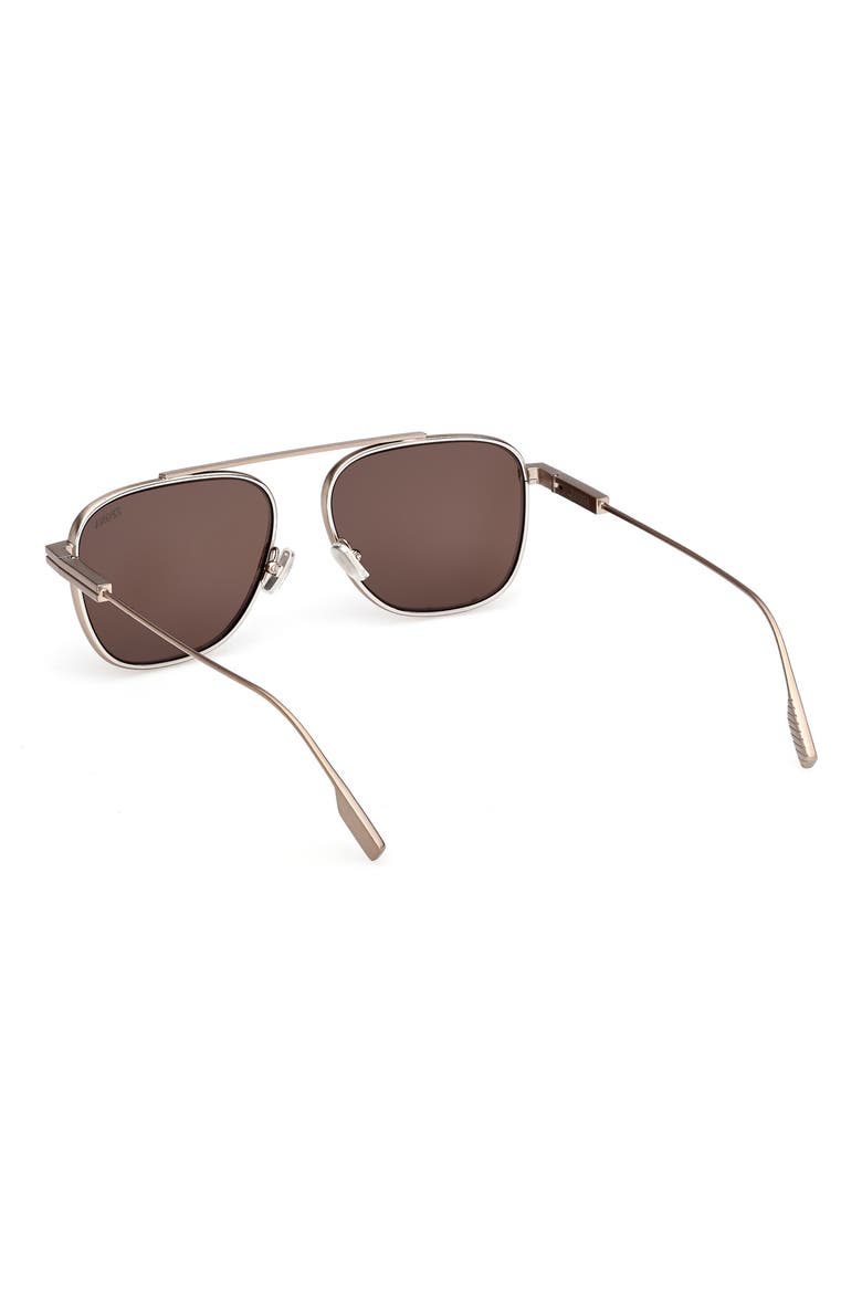 57mm Geometric Sunglasses, Alternate, color, BRONZE/ PALLADIUM/ BROWN