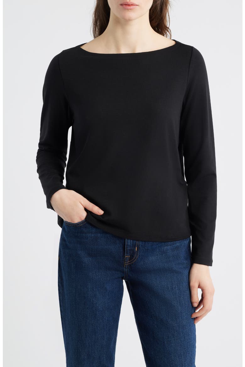Bateau Neck Top, Main, color, BLACK