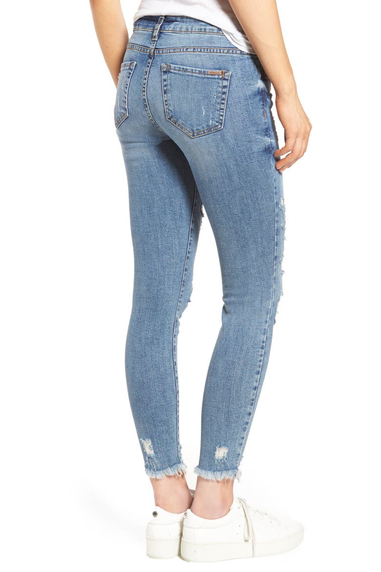 Harper Ripped Ankle Skinny Jeans, Alternate, color, Med Wash