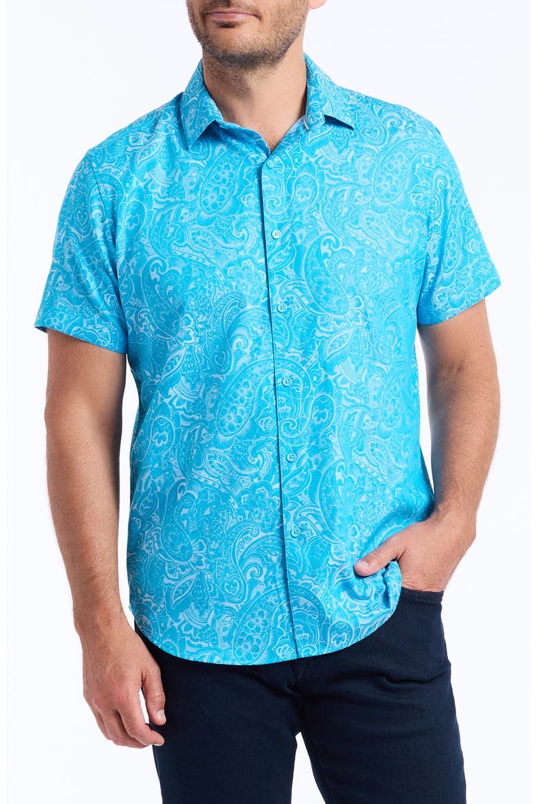 Hudson Short Sleeve Button-Up Shirt, Main, color, BLUE