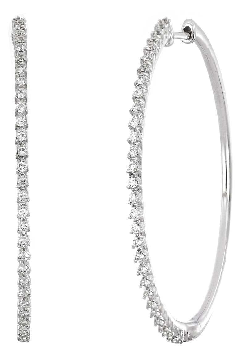 Diamond Hoop Earrings (Nordstrom Exclusive), Main, color, WHITE GOLD