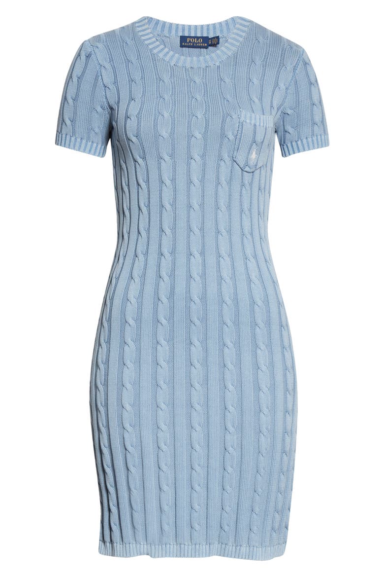 Cotton Cable Sweater Dress, Alternate, color, CHAMBRAY