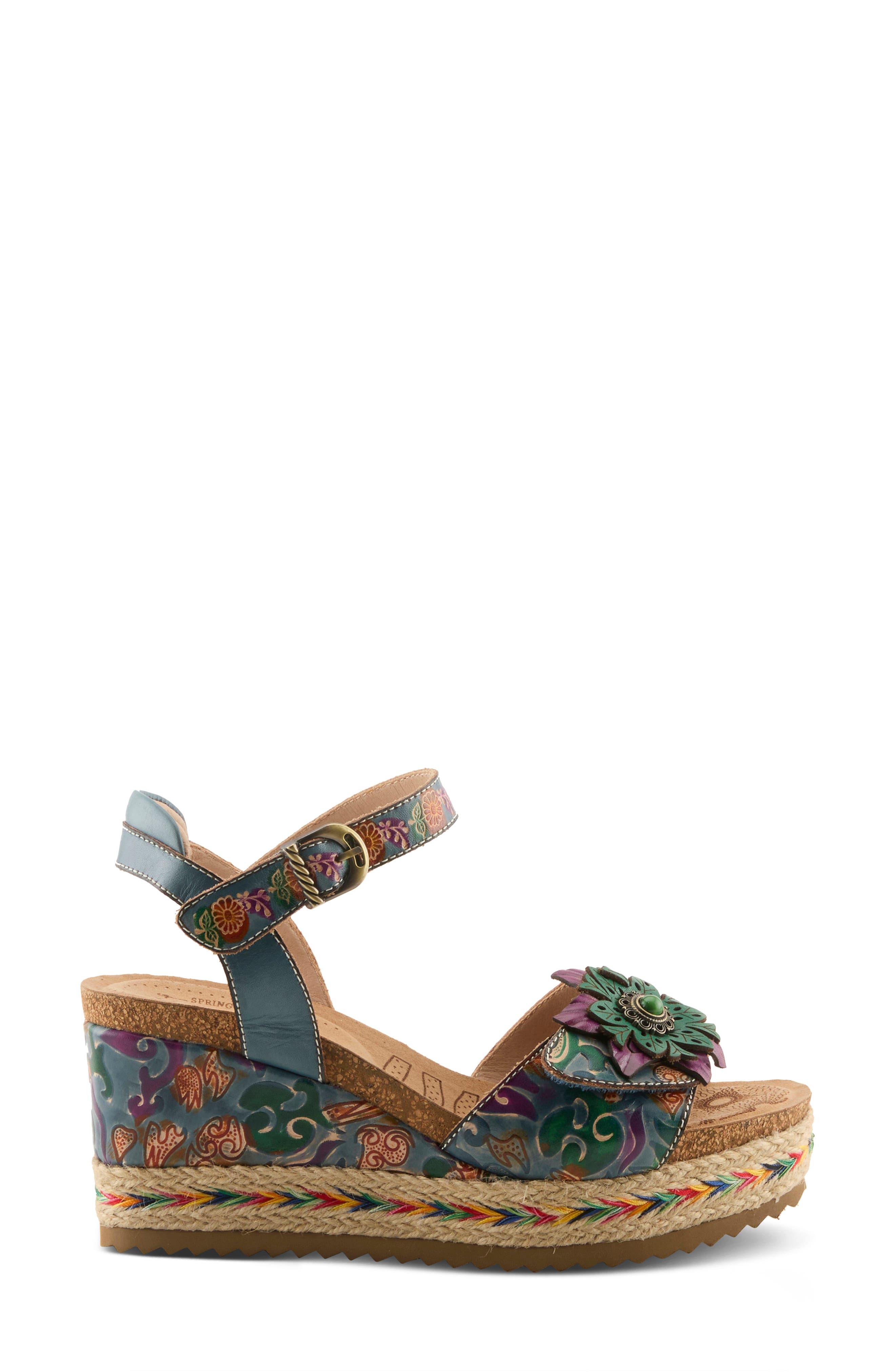 Boca Espadrille Ankle Strap Platform Wedge Sandal, Alternate, color, BLUE MULTI