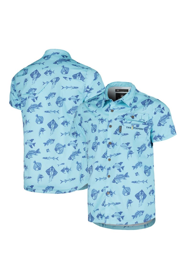 Men's Flomotion Blue THE PLAYERS Fishing Tri-Blend Button-Up Shirt, Main, color, Blue