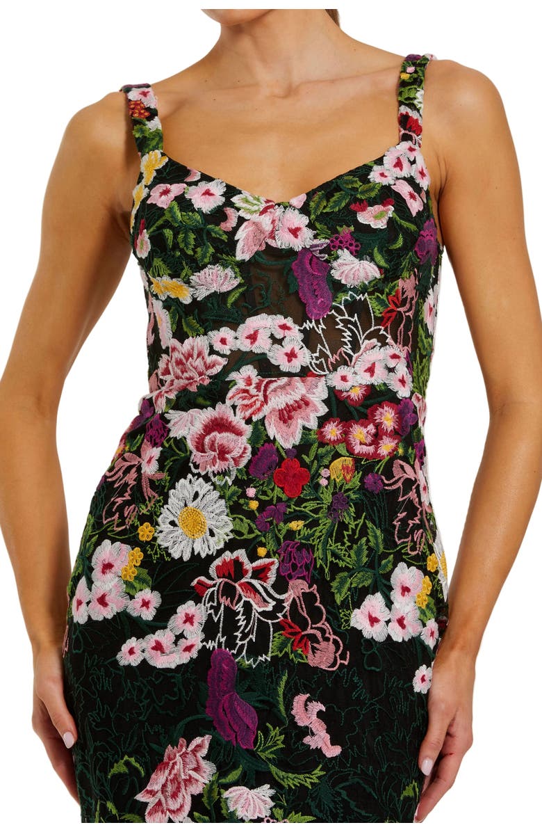 Mac Duggal Sleeveless Scoop Neck Embroidered Mermaid Gown, Alternate, color, Black Multi