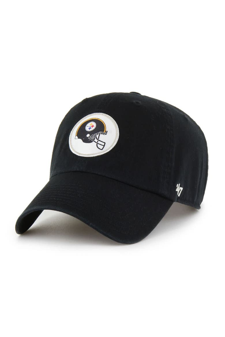 Men's '47  Black Pittsburgh Steelers Hard Hat Clean Up Adjustable Hat, Main, color, Black