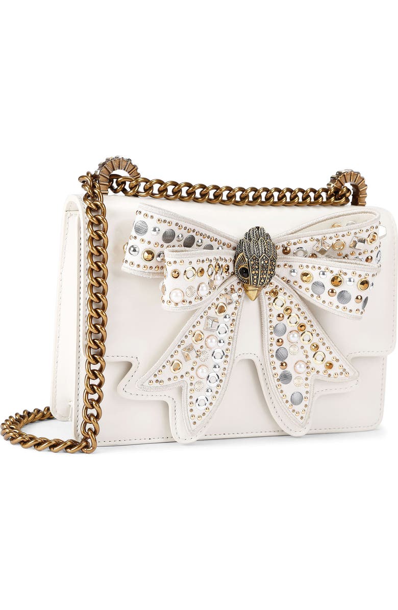 Kurt Geiger London Small Shoreditch Bow Convertible Leather Crossbody Bag, Alternate, color, Bone/Comb