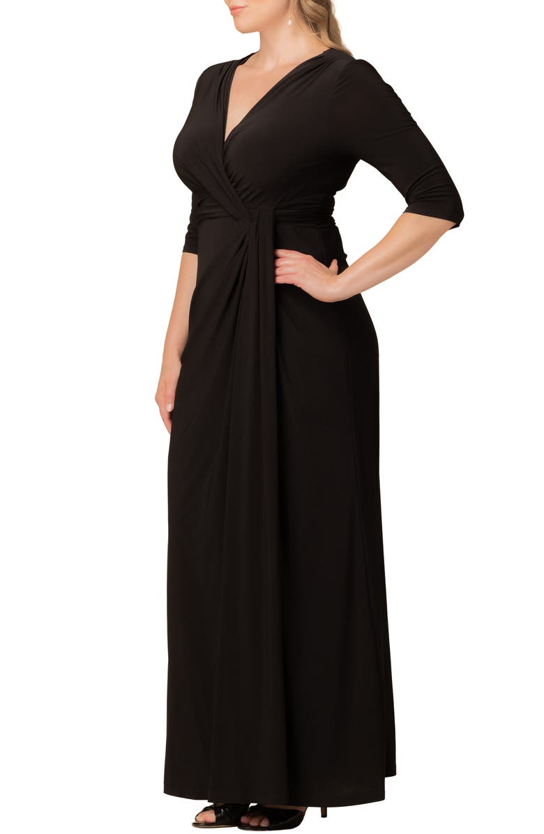 Kiyonna Evening Romance Stretch Jersey Gown, Alternate, color, Black Noir