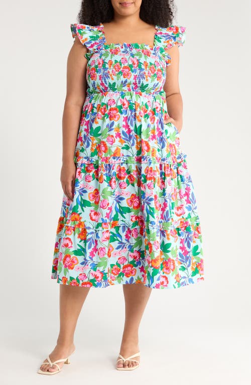 Sugarlips Orlena Floral Cotton Sundress In Gold