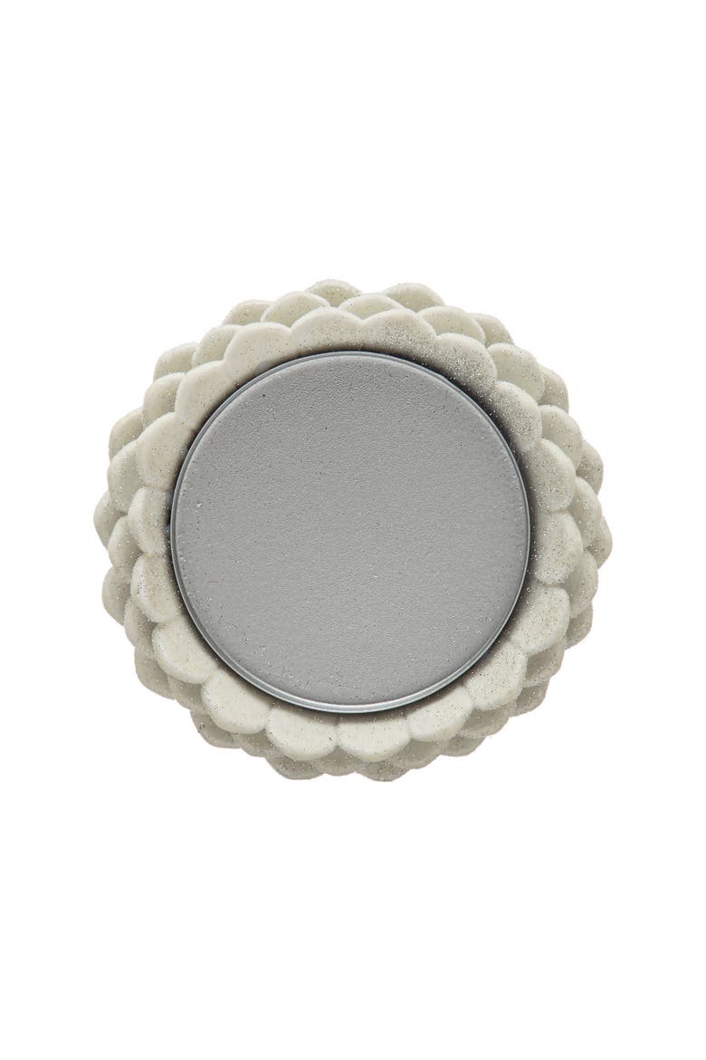 Flocked Resin Pinecone Pillar Holder with Glitter, White, Main, color, White