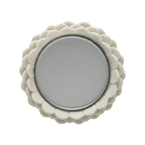 Flocked Resin Pinecone Pillar Holder with Glitter, White