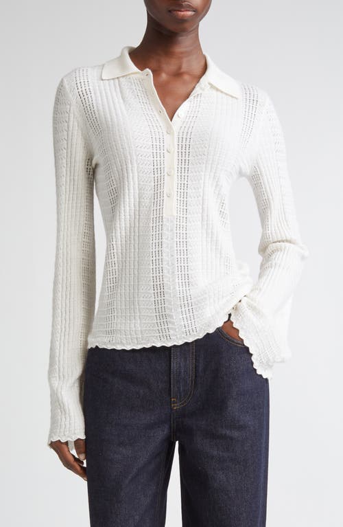 Loulou De Saison Polo-collar Bell-sleeve Sweater In White