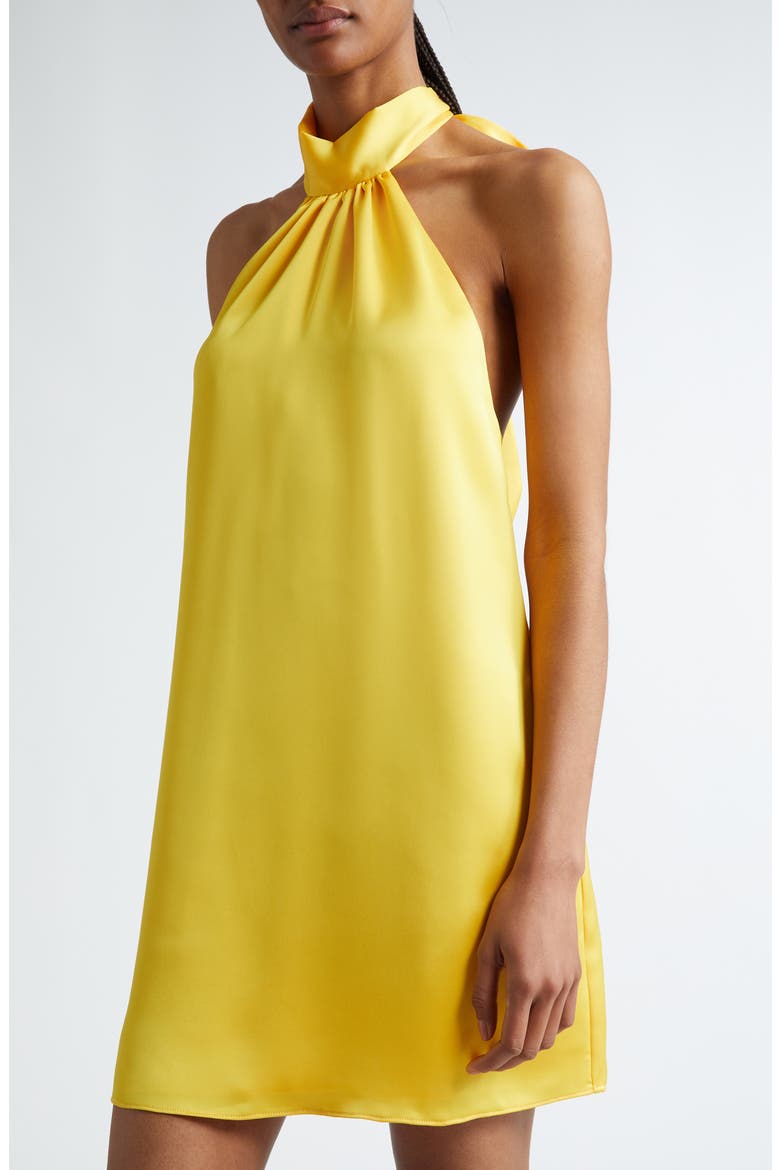 Sam Halter A-Line Satin Minidress, Alternate, color, BRIGHT LEMON