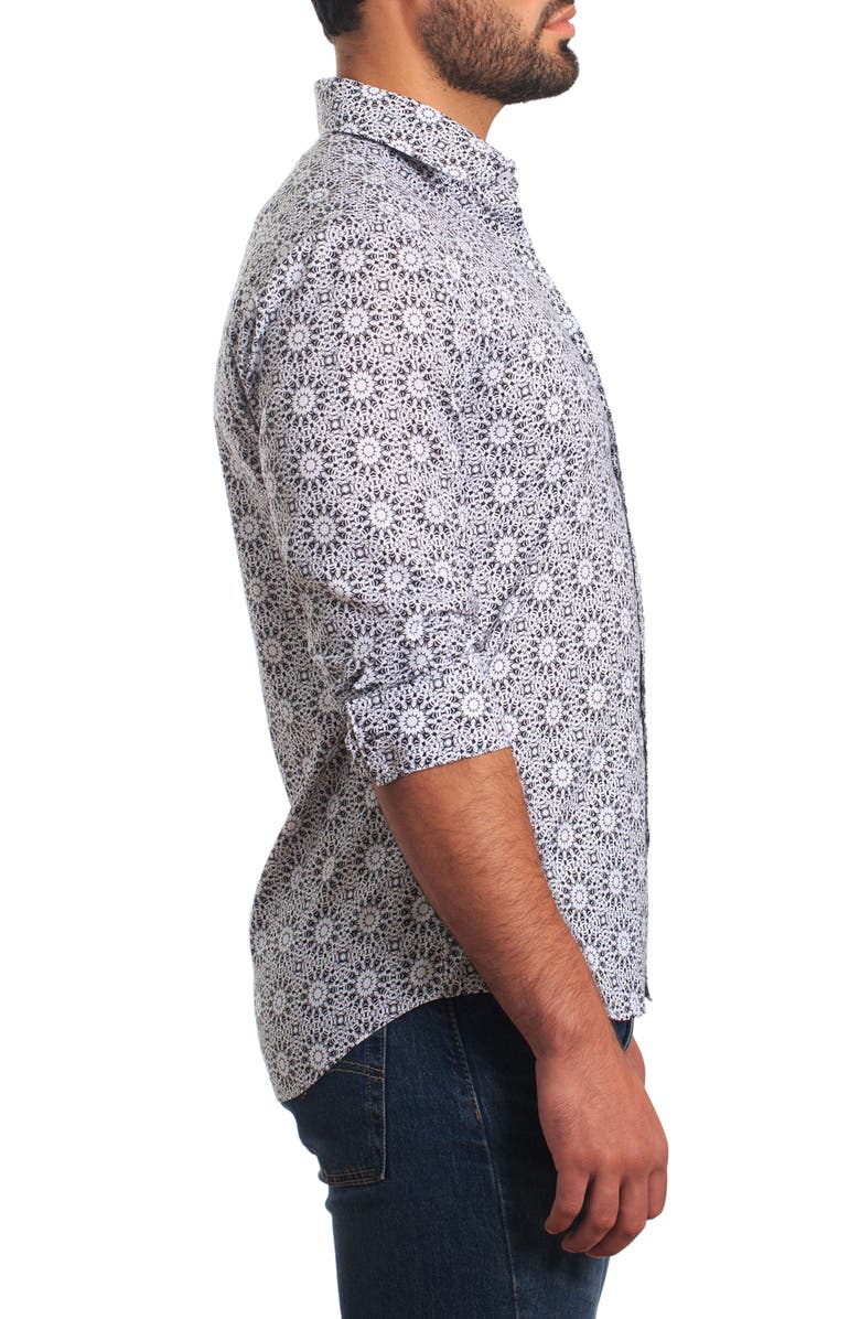 Jared Lang Trim Fit Floral Print Cotton Button-Up Shirt, Alternate, color, 