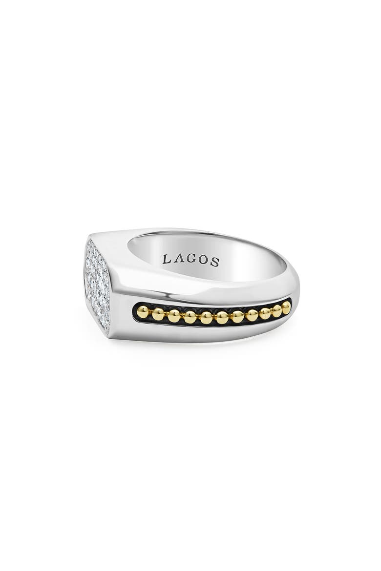 Anthem Pavé Diamond Signet Ring, Alternate, color, WHITE