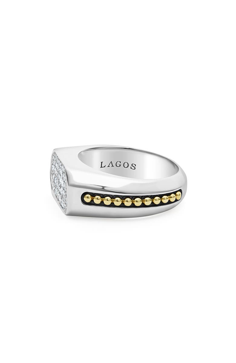 LAGOS Anthem Pavé Diamond Signet Ring, Alternate, color, Silver