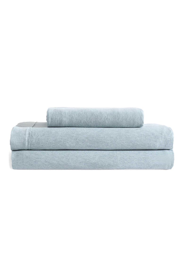 Mélange Cotton Blend Jersey Sheet Set, Main, color, LT-PASTEL BLUE